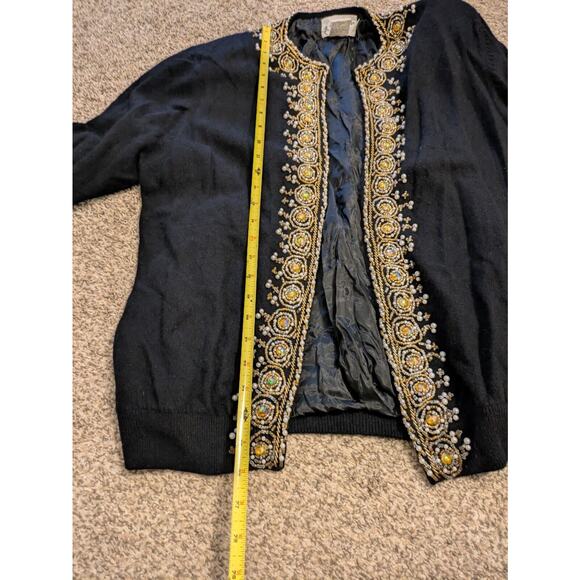 B.J. Kristen Vintage Wool Blend Cardigan Gold Beading Size Women’s M - Picture 5 of 5